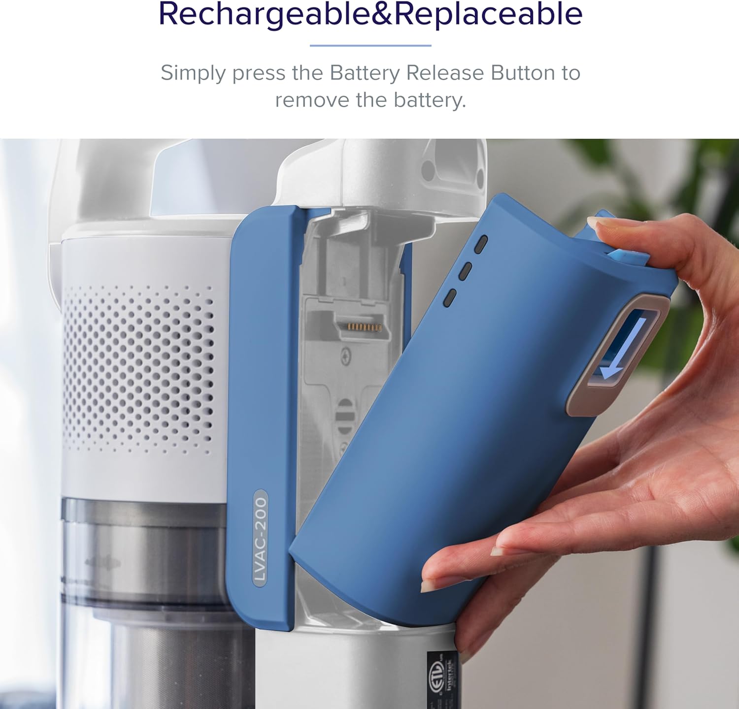 Levoit LVAC-200 Cordless Vacuum Replacement Battery (Blue) - Image 2